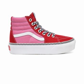 Vans 2-Tone Sk8-Hi Platform 2.0 - Lasten Korkeavartiset tennarit - Punainen/Fuksia Pinkki